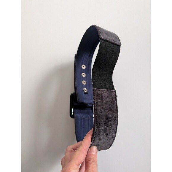 Weekend Max Mara Velvet Square Buckle Stretch Wide Band Belt NWT Silk Blend S main image 4